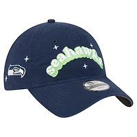 Girls Youth New Era  College Navy Seattle Seahawks Cheer 9TWENTY Adjustable Hat