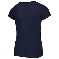 Girls Youth New Era College Navy Seattle Seahawks Reverse Sequin Wordmark V-Neck T-Shirt