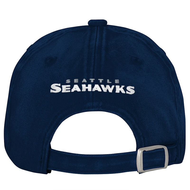 Girls Youth Outerstuff College Navy Seattle Seahawks Gridiron Adjustable Hat