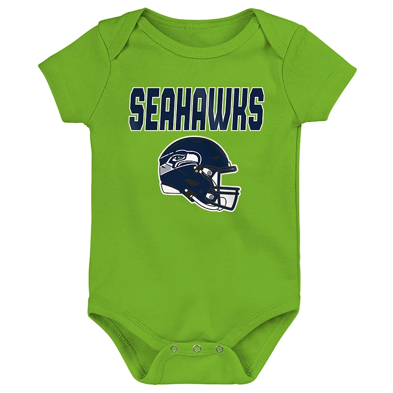 Ensemble de body trois pièces Outerstuff Seattle Seahawks Littlest Player pour bébé et nouveau-né