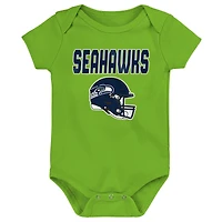 Ensemble de body trois pièces Outerstuff Seattle Seahawks Littlest Player pour bébé et nouveau-né