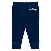 Infant & Newborn WEAR by Erin Andrews Seattle Seahawks Three-Piece Turn Me Around Bodysuits Pant Set