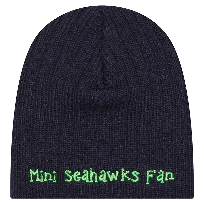 Bonnet en tricot mini pour bébé New Era College Navy Seattle Seahawks