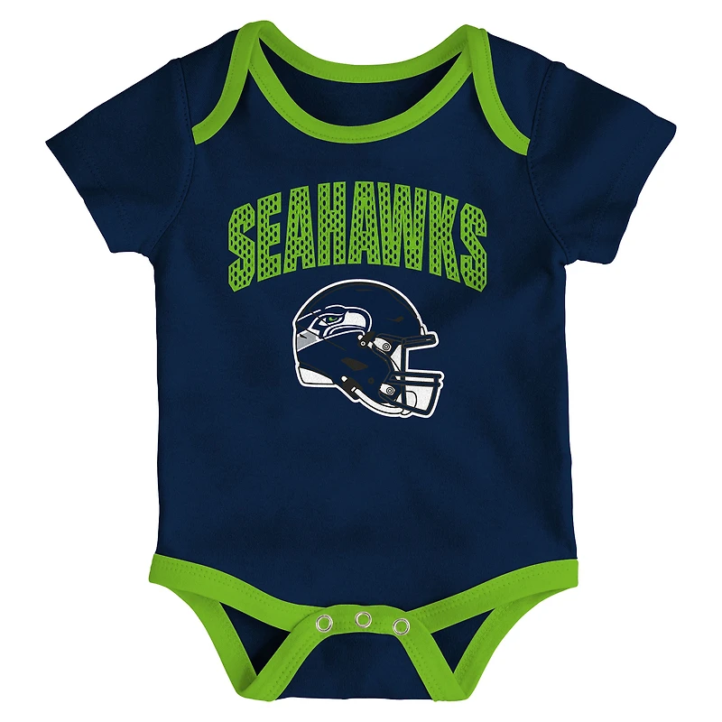 Infant Outerstuff  Seattle Seahawks All Day Play Three-Piece Bodysuit Set