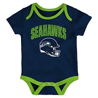 Infant Outerstuff  Seattle Seahawks All Day Play Three-Piece Bodysuit Set
