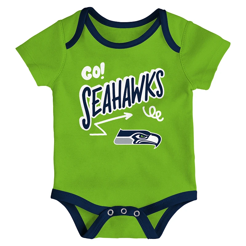 Infant Outerstuff  Seattle Seahawks All Day Play Three-Piece Bodysuit Set