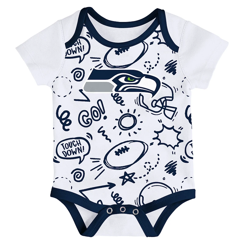 Infant Outerstuff  Seattle Seahawks All Day Play Three-Piece Bodysuit Set