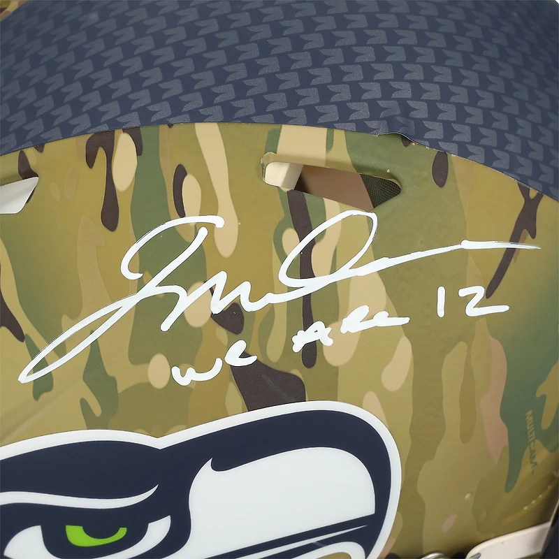 V106832 SEA Jalen Milroe Seattle Seahawks Casque Riddell Camo Speed Authentic autographié avec inscription « We Are 12 » Jalen Milroe AUT PRO HELMET 45958 AUTEQPHEL PHLTMI0048 # 11