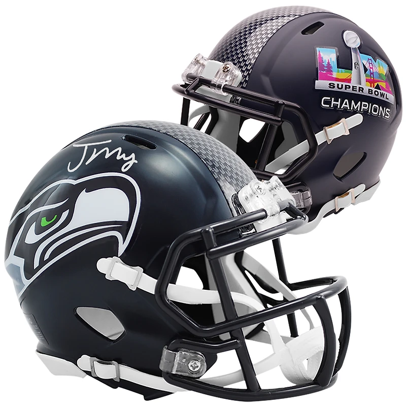 Casque miniature Riddell Speed autographié par Jason Myers, des Seahawks de Seattle, champions du Super Bowl LX
