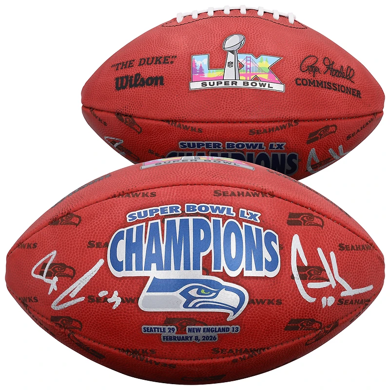Jaxon Smith-Njigba & Cooper Kupp Seattle Seahawks Autographed Super Bowl LX Champions Wilson Duke Football