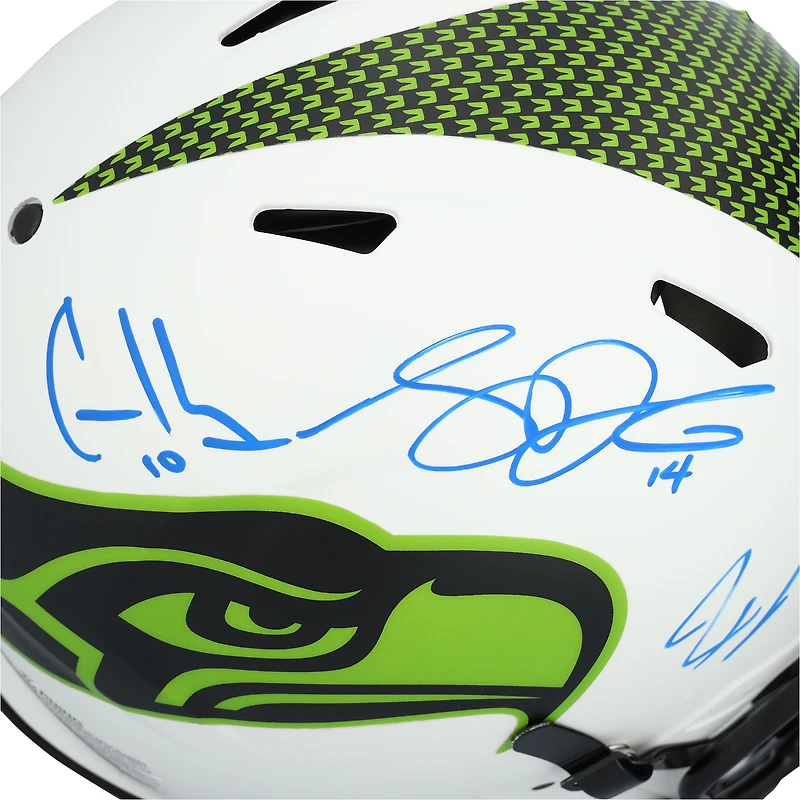 Jaxon Smith-Njigba, Sam Darnold & Cooper Kupp Seattle Seahawks Autographed Riddell Lunar Speed Authentic Helmet