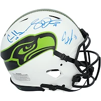 Jaxon Smith-Njigba, Sam Darnold & Cooper Kupp Seattle Seahawks Autographed Riddell Lunar Speed Authentic Helmet