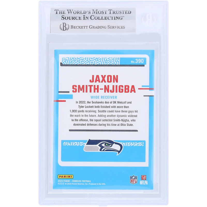 Jaxon Smith-Njigba Seattle Seahawks Autographed 2023 Panini Donruss #390 Beckett Fanatics Witnessed Authenticated Rookie Card