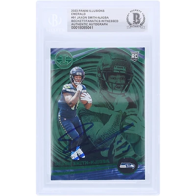 Carte de recrue authentifiée signée par Jaxon Smith-Njigba des Seattle Seahawks, Panini Illusions Emerald #91, 2023, présentée par les fans de Beckett