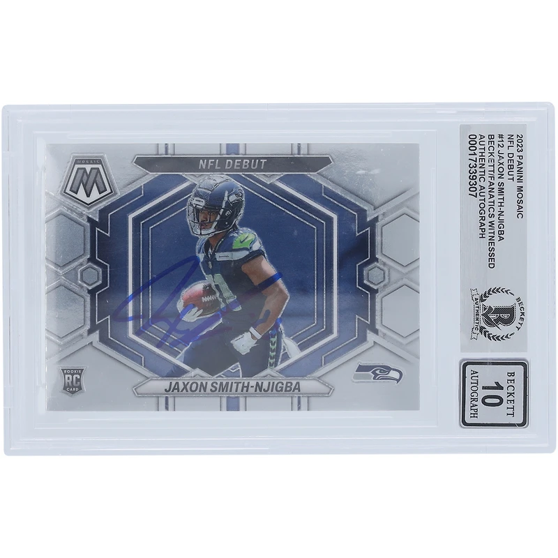 Jaxon Smith-Njigba Seattle Seahawks Autographed 2023 Panini Mosaic NFL Debut #ND-12 Beckett Fanatics Witnessed Authenticated Rookie Card