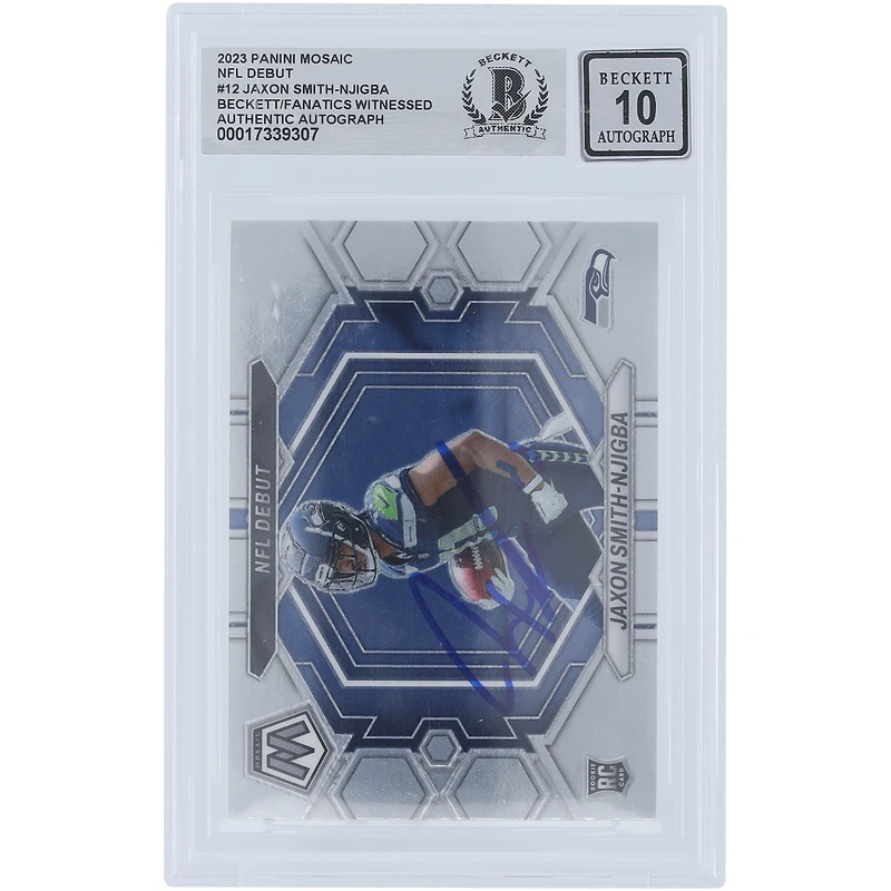 Jaxon Smith-Njigba Seattle Seahawks Autographed 2023 Panini Mosaic NFL Debut #ND-12 Beckett Fanatics Witnessed Authenticated Rookie Card