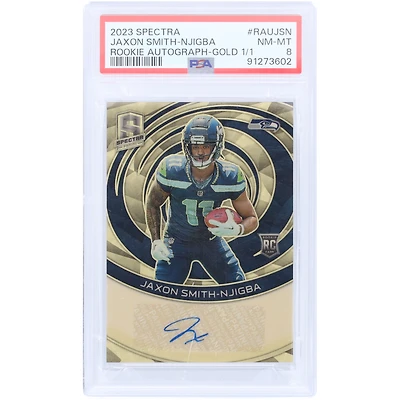 Carte de recrue Panini Spectra Gold 2023 autographiée par Jaxon Smith-Njigba des Seattle Seahawks #RAU-JSN #1/1 PSA authentifiée 8