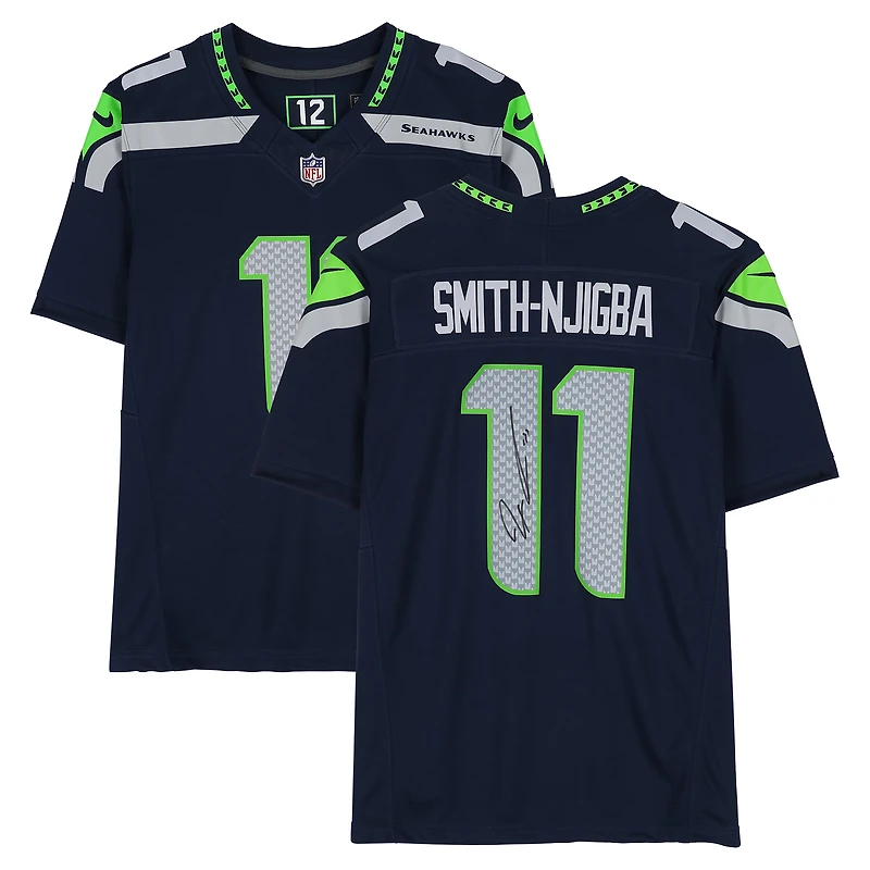 Maillot Nike Vapor F.U.S.E. Limited bleu marine autographié par Jaxon Smith-Njigba des Seattle Seahawks