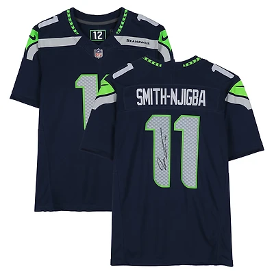 Maillot Nike Vapor F.U.S.E. Limited bleu marine autographié par Jaxon Smith-Njigba des Seattle Seahawks