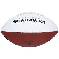Ballon de football Franklin White Panel autographié par Jaxon Smith-Njigba des Seattle Seahawks avec l'inscription « We Are 12 »