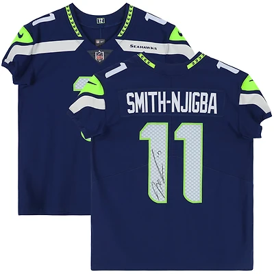 Maillot Nike Elite bleu marine dédicacé par Jaxon Smith-Njigba des Seattle Seahawks