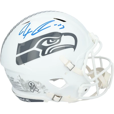 Casque Riddell Speed Authentic 2024 Salute To Service, autographié par Jaxon Smith-Njigba des Seahawks de Seattle