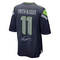Maillot de match universitaire Nike bleu marine autographié par Jaxon Smith-Njigba des Seahawks de Seattle, champions du Super Bowl LX