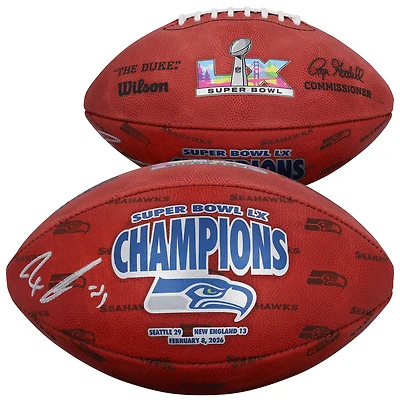 Ballon de football américain Wilson Duke, signé par Jaxon Smith et Njigba, des Seahawks de Seattle, champions du Super Bowl LX.