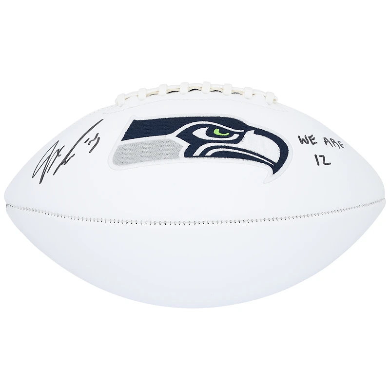 Ballon de football blanc autographié par Jaxon Smith-Njigba des Seattle Seahawks avec l'inscription « We Are 12 »