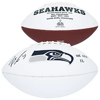 Ballon de football blanc autographié par Jaxon Smith-Njigba des Seattle Seahawks avec l'inscription « We Are 12 »
