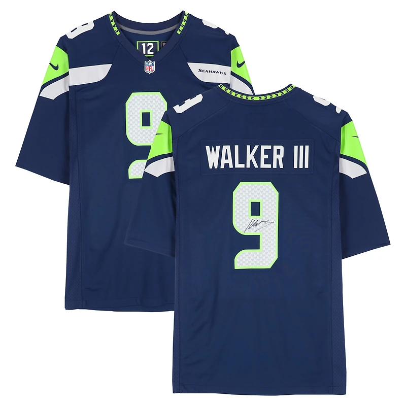Maillot Nike bleu marine dédicacé par Kenneth Walker III des Seattle Seahawks