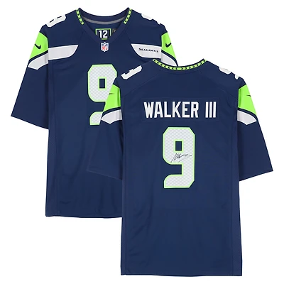 Maillot Nike bleu marine dédicacé par Kenneth Walker III des Seattle Seahawks