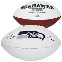 Ballon de football Franklin White Panel autographié par Kenneth Walker III des Seattle Seahawks avec inscription « 12th Man »