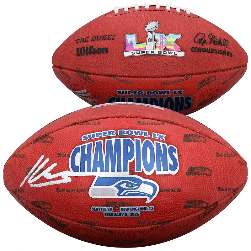 Kenneth Walker III Seattle Seahawks Autographed Super Bowl LX Champions Wilson Duke Football