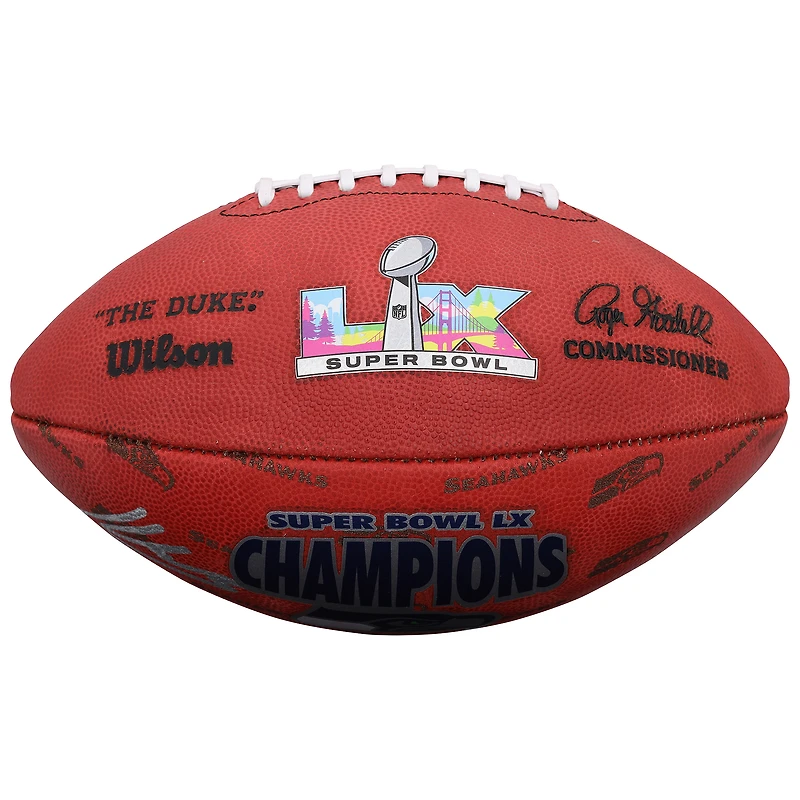 Ballon de football américain Wilson Duke, signé par Kenneth Walker III, des Seahawks de Seattle, champions du Super Bowl LX.