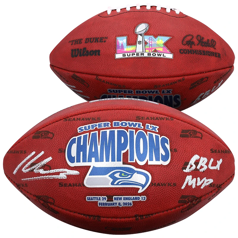 Kenneth Walker III Seattle Seahawks Autographed Super Bowl LX Champions Wilson Duke Football with "SB LX MVP" Inscription