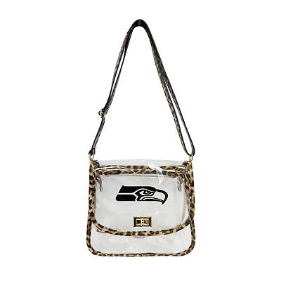 Sac à main transparent à bordure léopard des Seattle Seahawks (logo de marque)