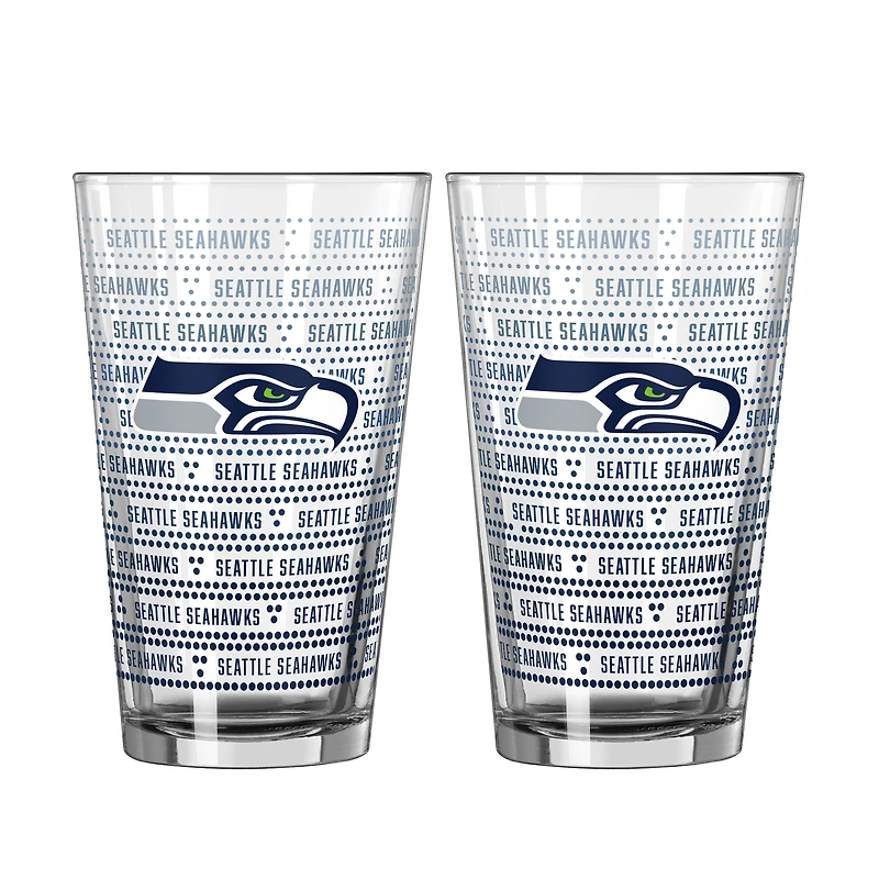 Ensemble de deux verres à bière Logo Brands Seattle Seahawks Chant Fade de 473 ml (16 oz).