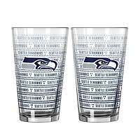 Ensemble de deux verres à bière Logo Brands Seattle Seahawks Chant Fade de 473 ml (16 oz).