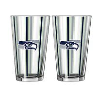 Ensemble de deux verres à bière rayés de 473 ml (16 oz) Logo Brands Seattle Seahawks