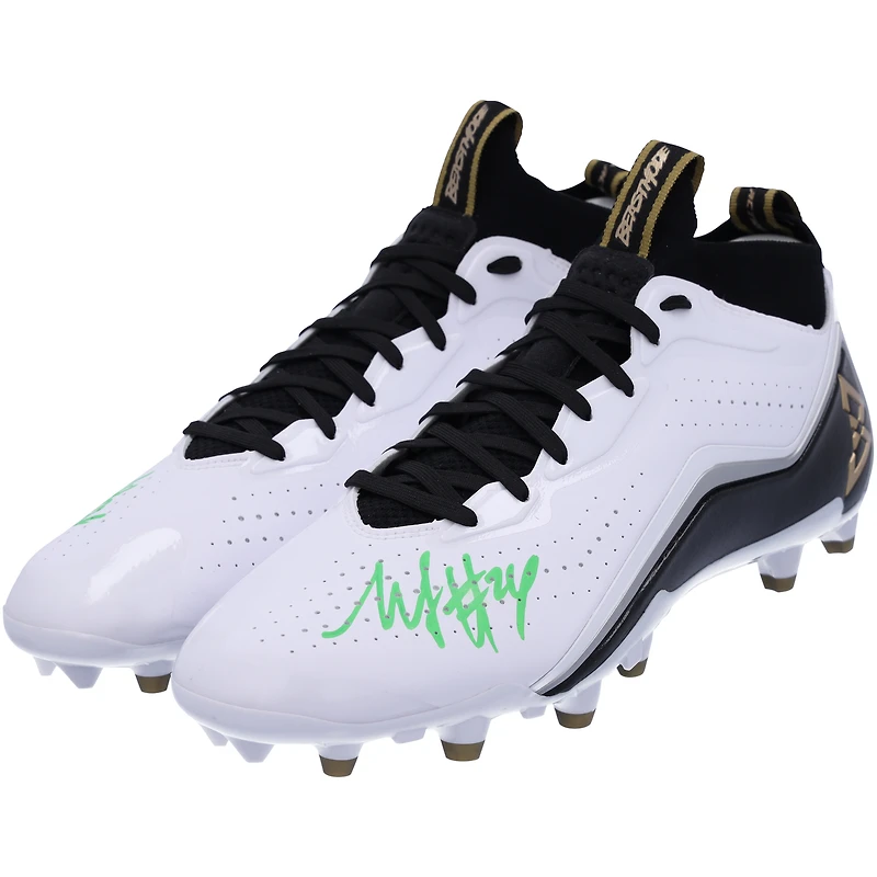 Marshawn Lynch Seattle Seahawks Autographed Black, White & Gold Beast Mode B.T.A Elite Football Cleats - Signed in Green - Limited Edition #1/1