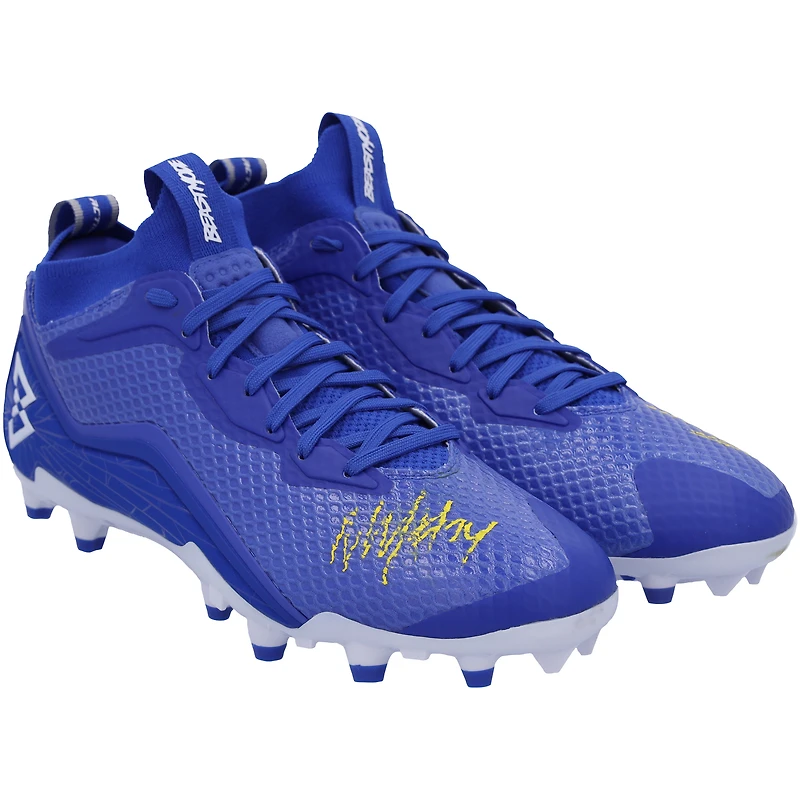 Marshawn Lynch Seattle Seahawks Autographed Blue Beast Mode B.T.A Elite Football Cleats - Signed in Yellow - Limited Edition #1/1