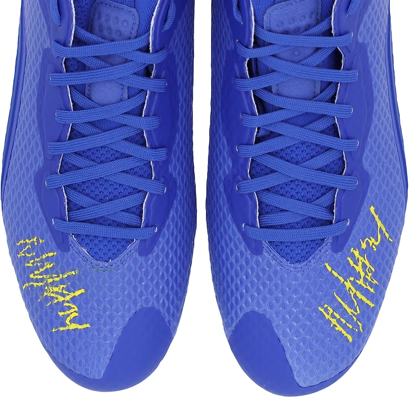 Marshawn Lynch Seattle Seahawks Autographed Blue Beast Mode B.T.A Elite Football Cleats - Signed in Yellow - Limited Edition #1/1