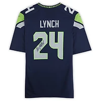 Maillot Nike bleu marine dédicacé par Marshawn Lynch des Seattle Seahawks