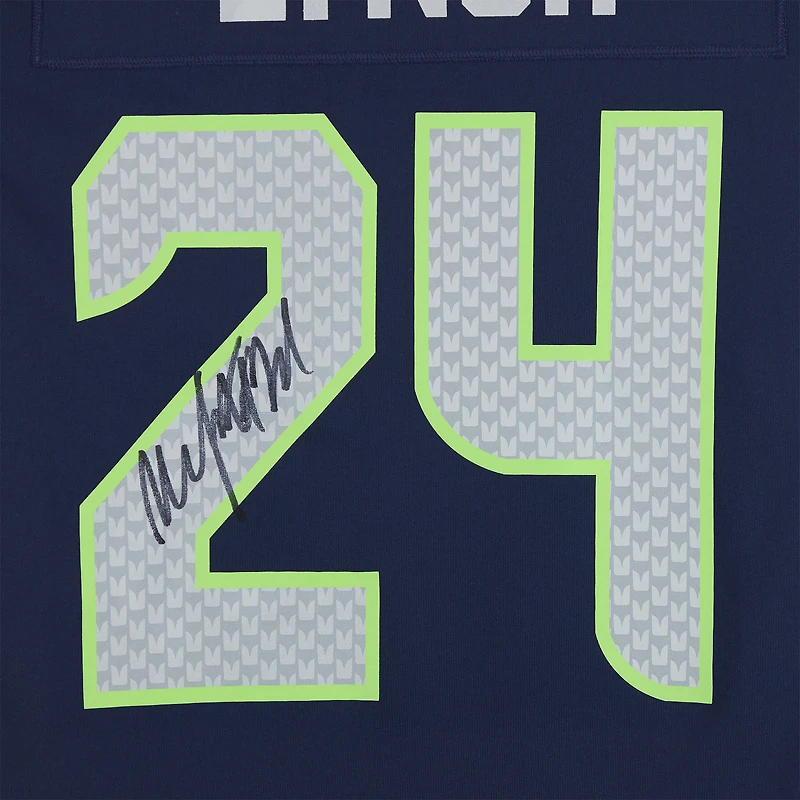 Maillot Nike bleu marine dédicacé par Marshawn Lynch des Seattle Seahawks