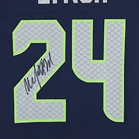 Maillot Nike bleu marine dédicacé par Marshawn Lynch des Seattle Seahawks