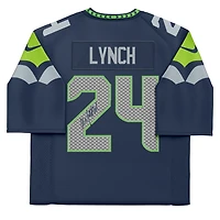 Maillot Nike bleu marine dédicacé par Marshawn Lynch des Seattle Seahawks