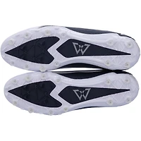 Chaussures de football dédicacées bleu marine, blanc et argent Beast Mode B.T.A Elite des Seattle Seahawks par Marshawn Lynch
