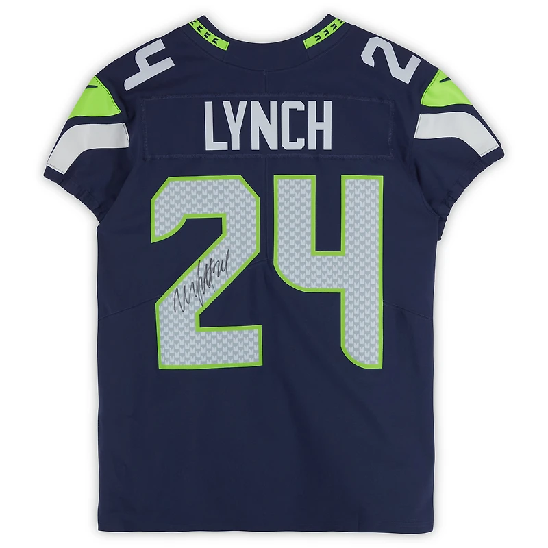 Marshawn Lynch Seattle Seahawks Autographed Nike Navy Elite Jersey