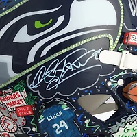 Casque Riddell Speed ​​Authentic autographié par Marshawn Lynch (Seahawks de Seattle) - Illustration de Charles Fazzino - WN55916657